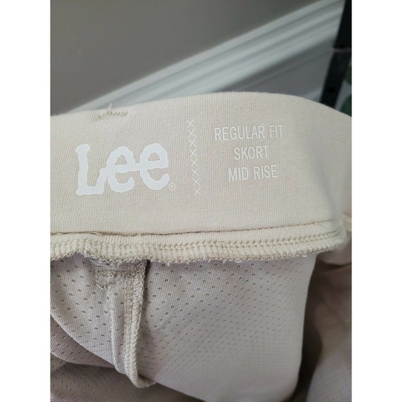 Lee Womens Solid Beige Cotton Regular Fit Mid Rise Mini Casual Skirt Size 22M - Picture 2 of 10